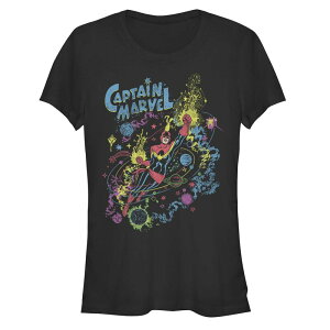 �}�[�x�� ���f�B�[�X �g�b�v�X T�V���c �L���b�v �O���t�B�b�N Juniors' Captain Marvel Cosmic Flight Graphic Tee Black �u���b�N