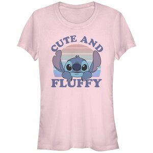 �f�B�Y�j�[ ���f�B�[�X �g�b�v�X T�V���c �O���t�B�b�N Disney's Lilo & Stitch Cute And Fluffy Stitch Juniors' Graphic Tee Light Pink �s���N