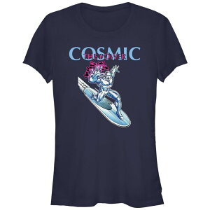 �}�[�x�� ���f�B�[�X �g�b�v�X T�V���c �O���t�B�b�N Marvel Juniors' Fantastic Four Silver Surfer Cosmic Power Graphic Tee Navy �l�C�r�[