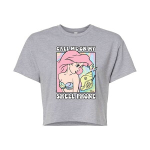 �f�B�Y�j�[ ���f�B�[�X �g�b�v�X T�V���c �N���b�v�h Disney Princess Ariel Juniors' Shell Phone Cropped Tee Heather Gray �O���[