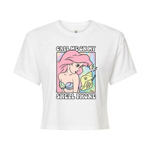 �f�B�Y�j�[ ���f�B�[�X �g�b�v�X T�V���c �N���b�v�h Disney Princess Ariel Juniors' Shell Phone Cropped Tee White �z���C�g
