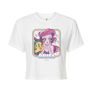 �f�B�Y�j�[ ���f�B�[�X �g�b�v�X T�V���c �N���b�v�h Disney's The Little Mermaid Ariel Juniors' Manga Cropped Tee White �z���C�g