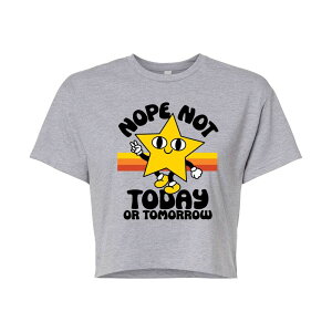 �A�j���L�����N�^�[ ���f�B�[�X �g�b�v�X T�V���c �N���b�v�h Licensed Character Juniors' Nope Notoday or Tomorrow Cropped Tee Heather Gray �O���[