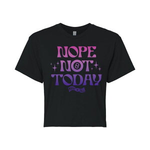 �A�j���L�����N�^�[ ���f�B�[�X �g�b�v�X T�V���c �N���b�v�h Licensed Character Juniors' Magic 8 Ball Nope Notoday Cropped Tee Black �u���b�N