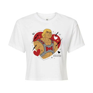 �A�j���L�����N�^�[ ���f�B�[�X �g�b�v�X T�V���c �N���b�v�h Licensed Character Juniors' Masters Of The Universe He Man Heart Cropped Tee White �z���C�g