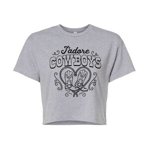 �A�j���L�����N�^�[ ���f�B�[�X �g�b�v�X T�V���c �N���b�v�h Licensed Character Juniors' J'adore Cowboys Cropped Tee Heather Gray �O���[
