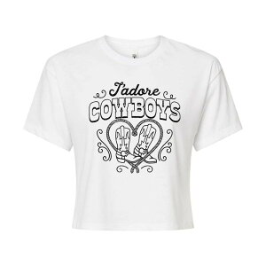 �A�j���L�����N�^�[ ���f�B�[�X �g�b�v�X T�V���c �N���b�v�h Licensed Character Juniors' J'adore Cowboys Cropped Tee White �z���C�g
