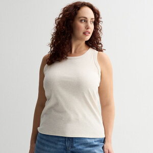 �\�m�} ���f�B�[�X �g�b�v�X T�V���c �n�C�l�b�N �v���X�T�C�Y ���u Plusize Sonoma Goods For Life High Neck Ribbed Layering Tank Top Beige Heather �w�U�[