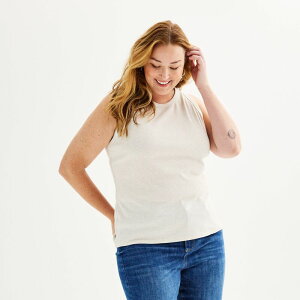 �\�m�} ���f�B�[�X �g�b�v�X T�V���c �n�C�l�b�N �v���X�T�C�Y ���u Plusize Sonoma Goods For Life High Neck Ribbed Layering Tank Top Oat Heather �w�U�[