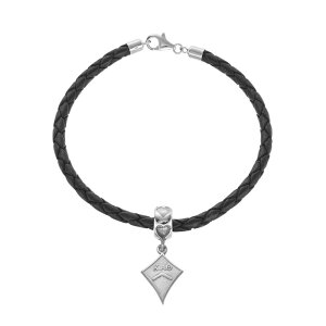 yz SA[g fB[X uXbgEoOEANbg ANZT[ LogoArt Sterling Silver & Leather Kappa Alpha Theta Sorority Kite Bracelet Grey