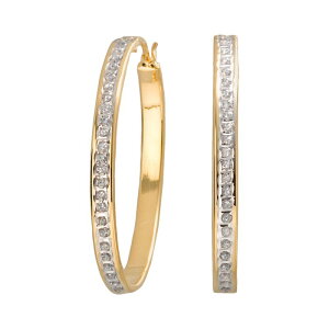 yz Aufbh fB[X sAXECO ANZT[ Diamond Mystique 18k Gold Over Silver Oval Hoop Earrings Yellow