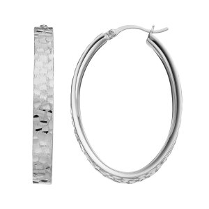 yz Aufbh fB[X sAXECO ANZT[ Sterling Silver Oval Hoop Earrings Platinum Over Silver