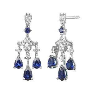 Aufbh fB[X ANZT[ sAXECO Unbranded Rhodium-Plated Lab-Created Sapphire Drop Earringsterling Tt@CA