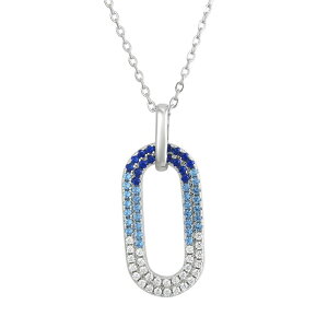 Aufbh fB[X ANZT[ lbNXE`[J[Ey_ggbv [X Unbranded Sterling Silver Blue & White Cubic Zirconia Ombre Open Oval Pendant Necklace Sterling Silver Blue u[