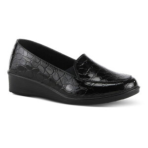 tNTX fB[X V[Y T_ [t@[ Flexus by Spring Step Biddey Women'slip-on Loafers Black Croco ubN