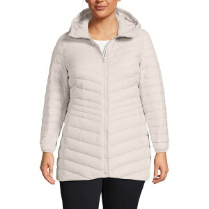 �����Y�G���h ���f�B�[�X �A�E�^�[ �W���P�b�g�E�u���]�� �v���X�T�C�Y �_�E�� Plusize Lands' End Hood Wanderweight Ultralight Down Packable Jacket Dusk Gray �O���[