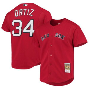 �~�b�`�F��&�l�X �����Y �g�b�v�X T�V���c ���b�V�� �W���[�W�[ Men's Mitchell & Ness David Ortiz Red Boston Red Sox Cooperstown Collection Mesh Batting Practice Button-Up Jersey Rsx Red ���b�h