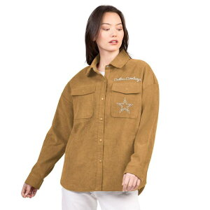 �W�[�X���[ �t�H�[�n�[ �o�C �J�[�� �o���N�X ���f�B�[�X �A�E�^�[ �W���P�b�g�E�u���]�� �R�[�f�����C Women's G-III 4Her by Carl Banks Brown Dallas Cowboys Re-Match Corduroy Full-Snap Shacket Cow Brown �u���E��