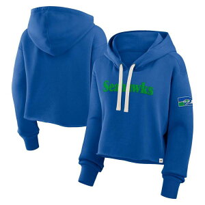 �t�@�i�e�B�N�X ���f�B�[�X �g�b�v�X T�V���c �N���b�v�h �p�[�J�[ Women's Fanatics Royal Seattle Seahawks Oversized Hometown Heritage Cropped Hoodie Sea Blue �u���[
