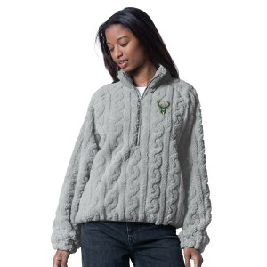 �W�[�X���[ �t�H�[�n�[ �o�C �J�[�� �o���N�X ���f�B�[�X �g�b�v�X T�V���c Women's G-III 4Her by Carl Banks Gray Milwaukee Bucks Champ Half-Zipullover Buk Grey �O���[
