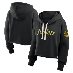 �t�@�i�e�B�N�X ���f�B�[�X �g�b�v�X T�V���c �N���b�v�h �p�[�J�[ Women's Fanatics Black Pittsburgh Steelers Oversized Hometown Heritage Cropped Hoodie Stl Black �u���b�N