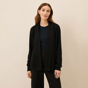 �p�N�g ���f�B�[�X �A�E�^�[ �j�b�g�E�Z�[�^�[ �h���[�v �R�b�g�� �J�[�f�B�K�� Pact Organicotton Airplane Short Drape Cardigan Black �u���b�N