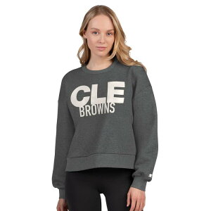�X�^�[�^�[ ���f�B�[�X �g�b�v�X T�V���c �X�E�F�b�g �N���b�v�h �t���[�X Women'starter Heather Gray Cleveland Brownshow Up Cropped Fleece Pullover Sweatshirt Brn Grey �O���[