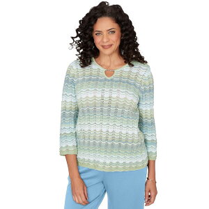�A���t���b�h �_�i�[ ���f�B�[�X �A�E�^�[ �j�b�g�E�Z�[�^�[ Women's Alfredunner Textured Space Dye Split Neck Sweater Multi Green �O���[��