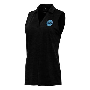 �A���e�B�O�A ���f�B�[�X �g�b�v�X T�V���c �|���V���c �m�[�X���[�u Women's Antigua Heather Black Utahockey Club Layout Sleeveless Polo Utm Charco �u���b�N