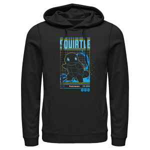 �A�j���L�����N�^�[ �����Y �g�b�v�X T�V���c �p�[�J�[ �O���t�B�b�N Licensed Character Men's Pokemon Squirtle Grid Background Graphic Hoodie Black �u���b�N