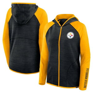 �t�@�i�e�B�N�X ���f�B�[�X �g�b�v�X T�V���c �p�[�J�[ Women's Fanatics Black/Gold Pittsburgh Steelers Redzonend Around Pass Raglan Full-Zip Hoodie Stl Black �u���b�N