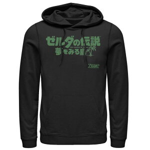 �A�j���L�����N�^�[ �����Y �g�b�v�X T�V���c ���S �p�[�J�[ �O���t�B�b�N Licensed Character Men's Nintendo Legend Of Zelda Links Awakening Kanji Text Logo Graphic Hoodie Black �u���b�N