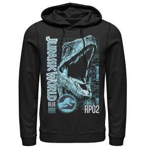 �A�j���L�����N�^�[ �����Y �g�b�v�X T�V���c �p�[�J�[ Licensed Character Men's Jurassic World Two Blue Face Tech Schematic Hoodie Black �u���b�N