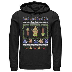 �A�j���L�����N�^�[ �����Y �g�b�v�X T�V���c �p�[�J�[ Licensed Character Men's Zelda Link 8-Bit Hero Pattern Hoodie Black �u���b�N