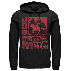 �f�B�Y�j�[ �����Y �g�b�v�X T�V���c �p�[�J�[ Disney's Mulan Live Action Red Block Art Men's Hoodie Black �u���b�N