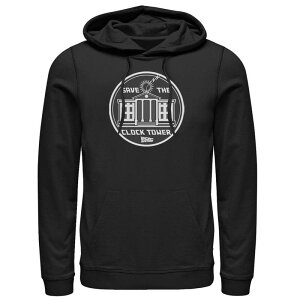 �A�j���L�����N�^�[ �����Y �g�b�v�X T�V���c ���S �p�[�J�[ Licensed Character Men's Back to the Future Clock Tower Circle Logo Hoodie Black �u���b�N