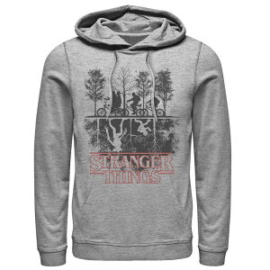 �A�j���L�����N�^�[ �����Y �g�b�v�X T�V���c �_�E�� ���S �p�[�J�[ Licensed Character Men's Netflix Stranger Things The Upside Down Logo Hoodie Athletic Heather �w�U�[