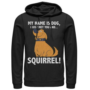 �f�B�Y�j�[ �s�N�T�[ �����Y �g�b�v�X T�V���c �p�[�J�[ Disney / Pixar's UP Dug Men's Just Met and SQUIRREL! Hoodie Black �u���b�N