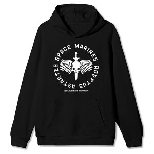 �A�j���L�����N�^�[ �����Y �g�b�v�X T�V���c �p�[�J�[ Licensed Character Men's Warhammer 4000 Space Hoodie Black �u���b�N
