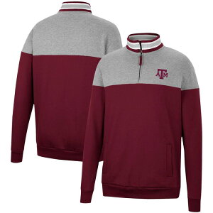 �R���V�A�� �����Y �A�E�^�[ �W���P�b�g�E�u���]�� Men's Colosseum Heathered Gray/Maroon Texas A&M Aggies Be the Ball Quarter-Zip Top Tam Red ���b�h