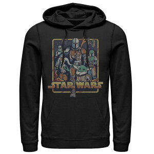 �A�j���L�����N�^�[ �����Y �g�b�v�X T�V���c �p�[�J�[ �O���t�B�b�N Licensed Character Men's The Mandalorian Mando's Team Group Shot Graphic Hoodie Black �u���b�N