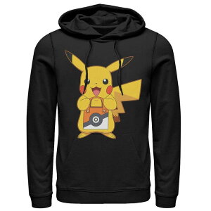 �A�j���L�����N�^�[ �����Y �g�b�v�X T�V���c �p�[�J�[ Licensed Character Men's Pok mon Pikachu Treat Pokeball Bag Hoodie Black �u���b�N