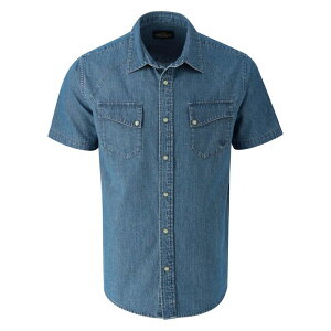 �\���O�b�h �����Y �g�b�v�X T�V���c Thorogood Men's Western Short Sleeve Shirt with Snaps Medium Blue Denim �f�j��