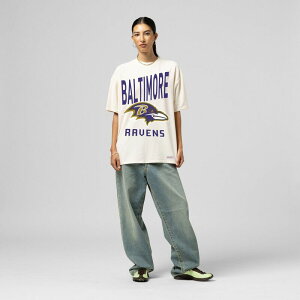 �~�b�`�F��&�l�X ���f�B�[�X �g�b�v�X T�V���c ���S Women's Mitchell & Ness Cream Baltimore Ravens Logo Rise Boyfriend T-Shirt Rav Beige �x�[�W��