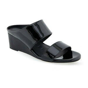 �G�A���\�[���Y ���f�B�[�X �V���[�Y �T���_�� �q�[�� Aerosoles Wheeler Women's Wedge Sandals Black Patent Pu �u���b�N