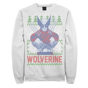 �}�[�x�� �����Y �g�b�v�X T�V���c �X�E�F�b�g Men's Marvel X-Men Wolverine Christmas Tree Ugly Sweatshirt Royal