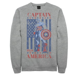�}�[�x�� �����Y �g�b�v�X T�V���c ���B���e�[�W �L���b�v �t���[�X Men's Marvel Captain America Vintage Flag 1941 Fleece Athletic Heather �w�U�[