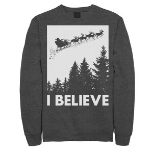 �A�j���L�����N�^�[ �����Y �g�b�v�X T�V���c �X�E�F�b�g Licensed Character Men'santa Claus I Believe Reindeer Christmasweatshirt Charcoal Heather �`���R�[��