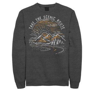 �A�j���L�����N�^�[ �����Y �g�b�v�X T�V���c �X�E�F�b�g Licensed Character Men's Take The Scenic Route Mountain Sunrise Sketch Sweatshirt Charcoal Heather �`���R�[��