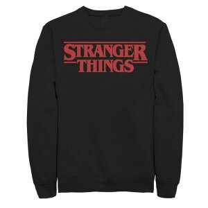�A�j���L�����N�^�[ �����Y �g�b�v�X T�V���c �X�E�F�b�g ���S Licensed Character Men's Netflix Stranger Thingsolid Logo Left Chest Sweatshirt Black �u���b�N